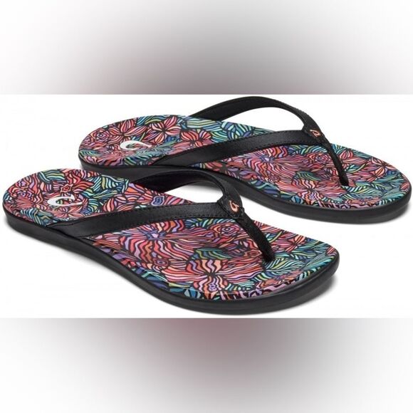 NWT- OluKai -Ho'Opio Hau Women’s flip-flop- ONYX/HAU- Size 5 - Picture 2 of 12